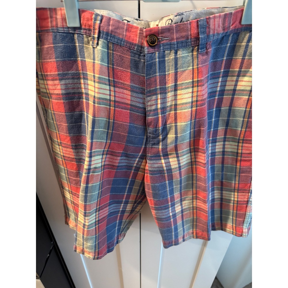 Tommy Bahama Mens Plaid Linen Blend Shorts Size 34
